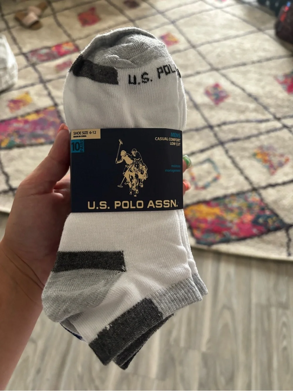 U.S. Polo Assn. White and Gray Low-Cut Socks - 10 Pack